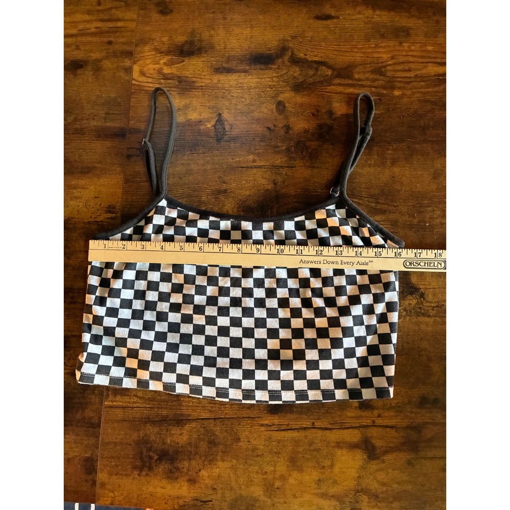H&M Divided Cami Top Womens XL B/W Excellent Checkered Cropped Adjustable - Picture 4 of 6